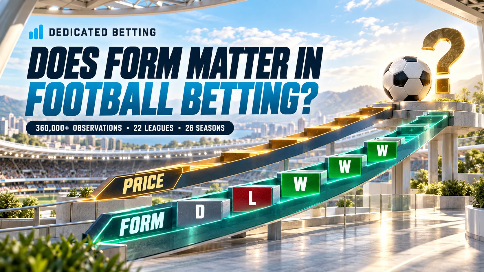 Parallel form and price tracks rising together towards a football and question mark