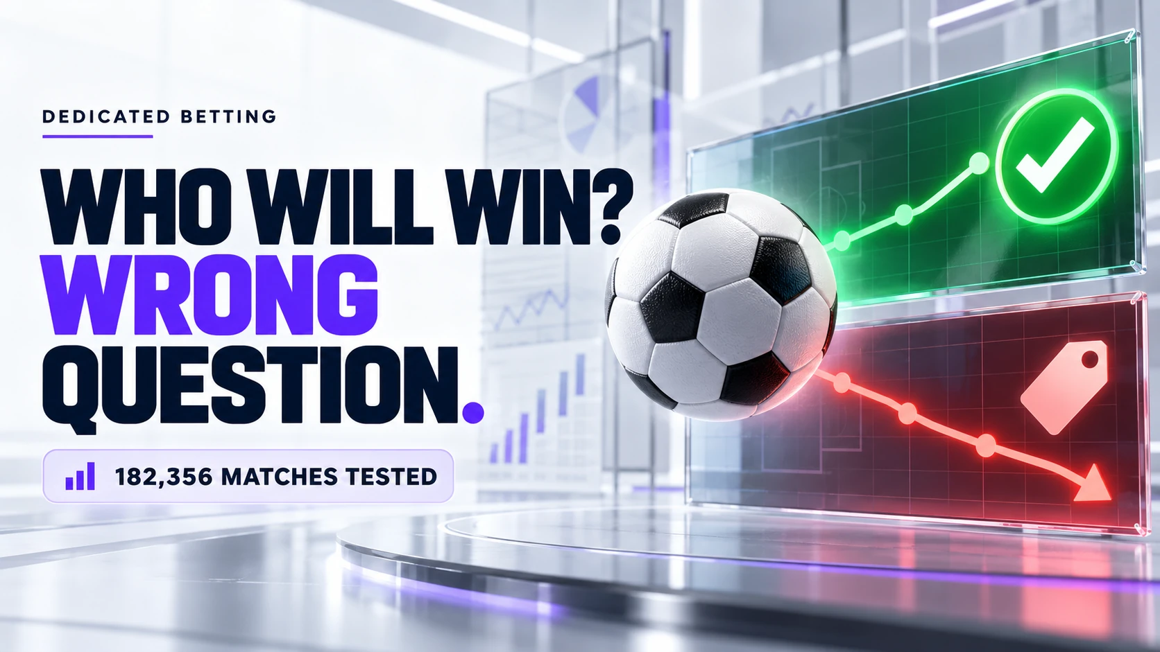 Football between a green correct-prediction panel and a red falling-return panel