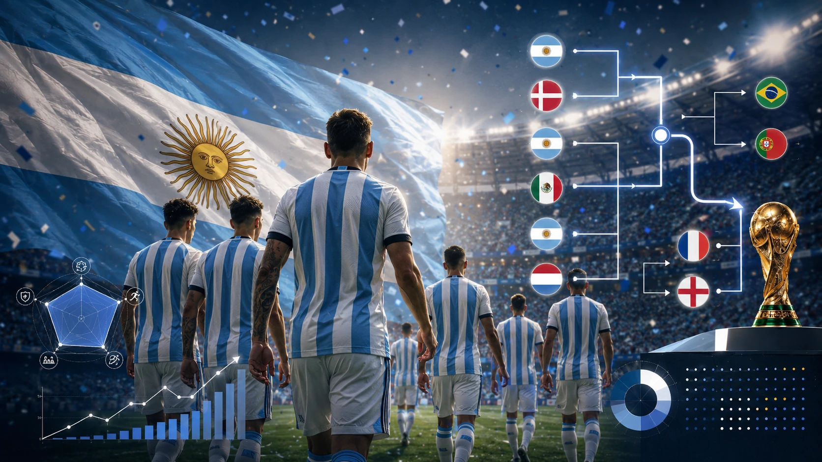 Argentina national team badge on a dark navy background with the text World Cup 2026