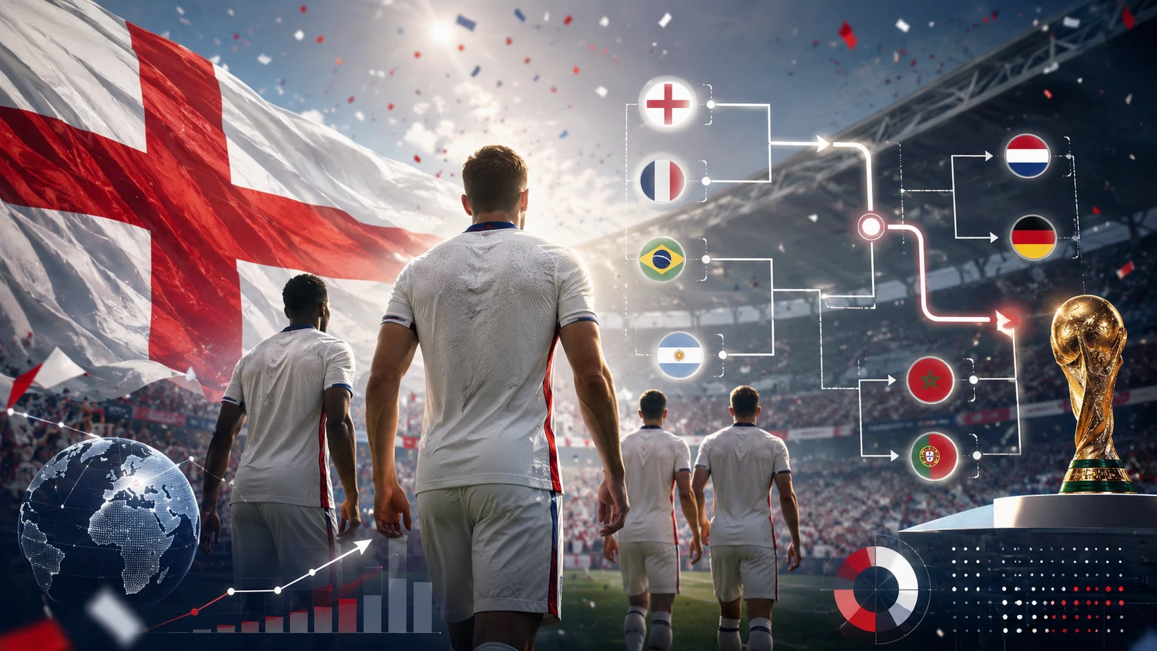 England national team badge on a dark navy background with the text World Cup 2026